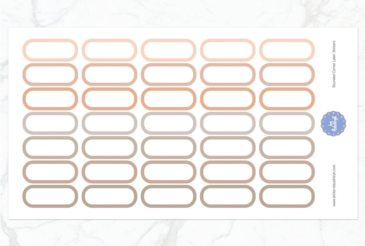 Rounded Corner Label Planner Stickers - Beige Neutral