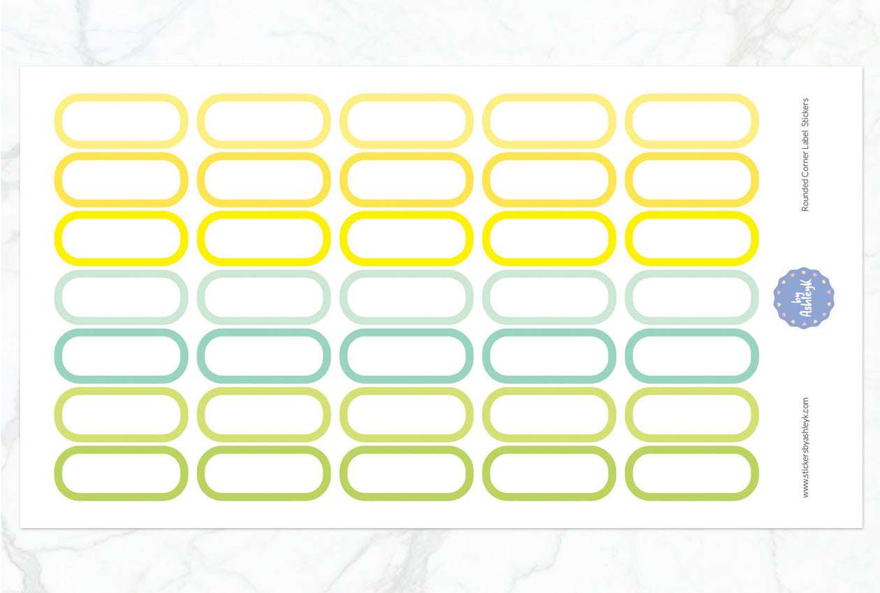 Rounded Corner Label Planner Stickers - Lemon&Lime