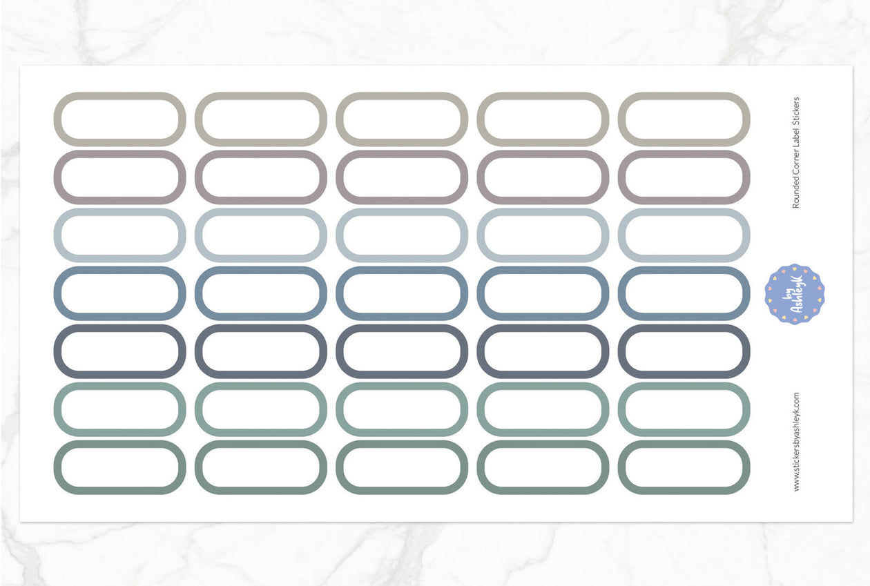 Rounded Corner Label Planner Stickers - Modern Neutral