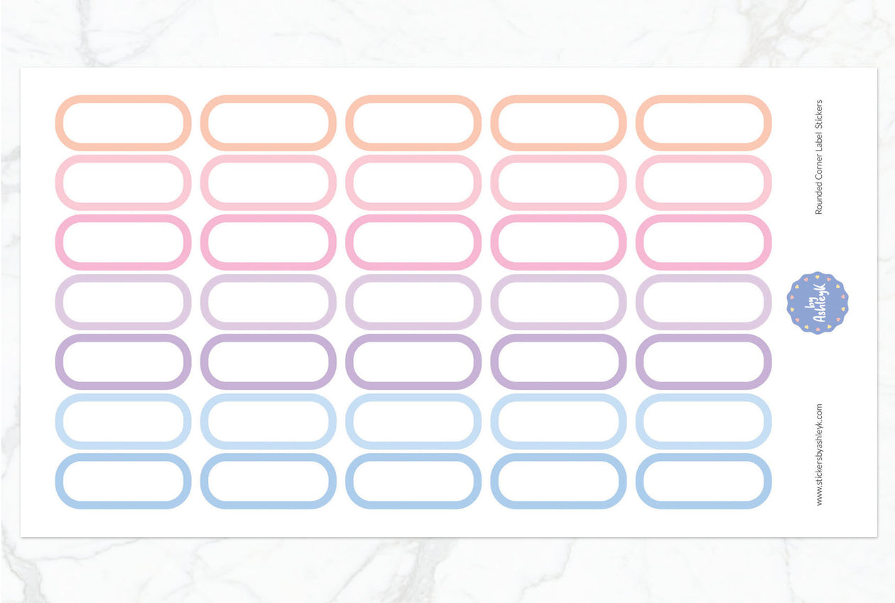 Rounded Corner Label Planner Stickers - Pastel Sunset