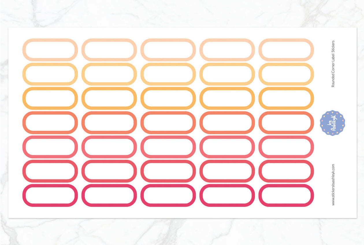 Rounded Corner Label Planner Stickers - Peach