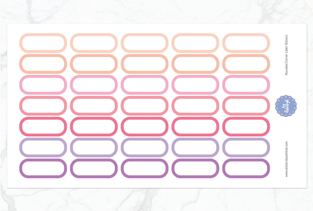 Rounded Corner Label Planner Stickers - Raspberry