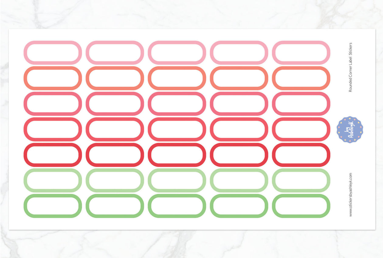 Rounded Corner Label Planner Stickers - Strawberry