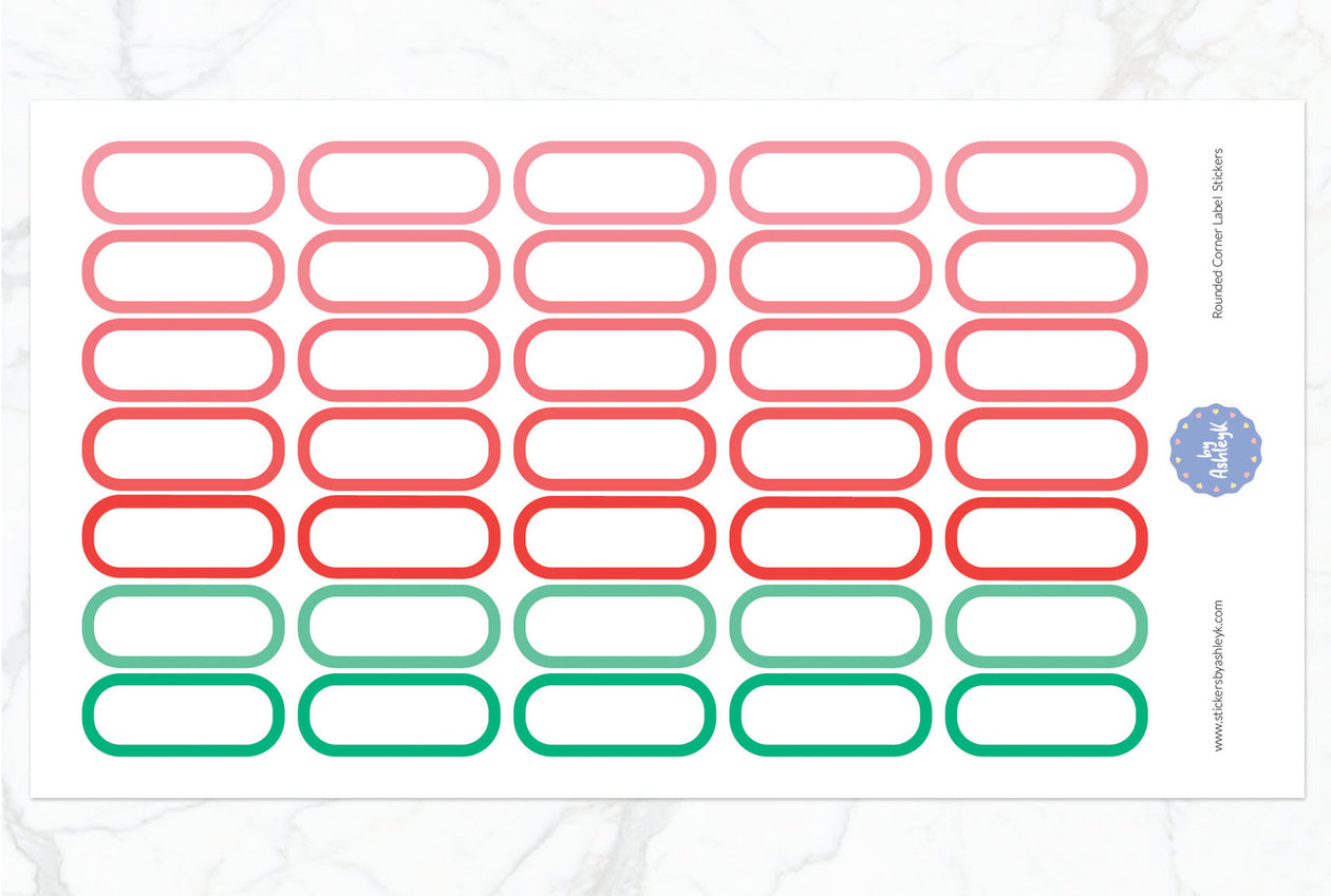 Rounded Corner Label Planner Stickers - Watermelon