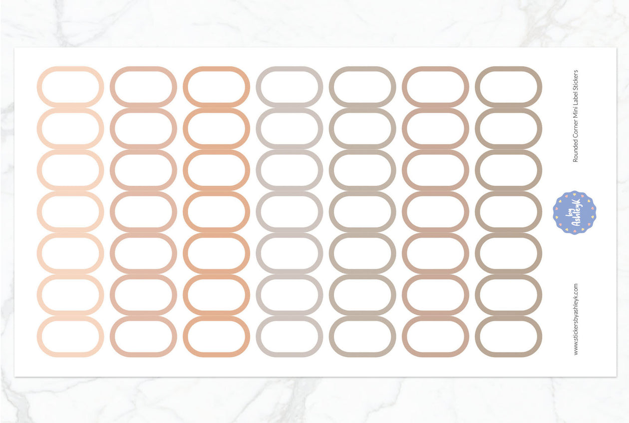 Rounded Corner Mini Label Planner Stickers - Beige Neutral