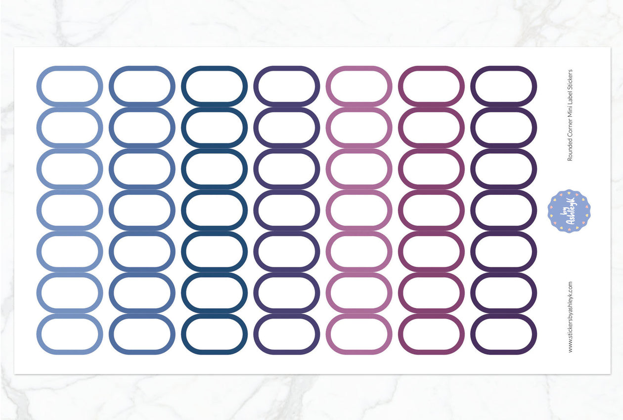 Rounded Corner Mini Label Planner Stickers - Blueberry