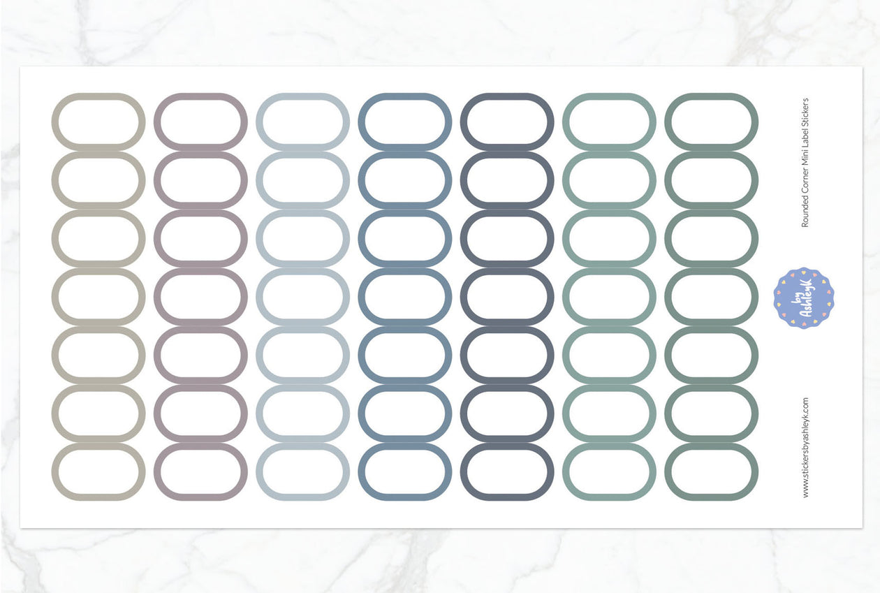 Rounded Corner Mini Label Planner Stickers - Modern Neutral