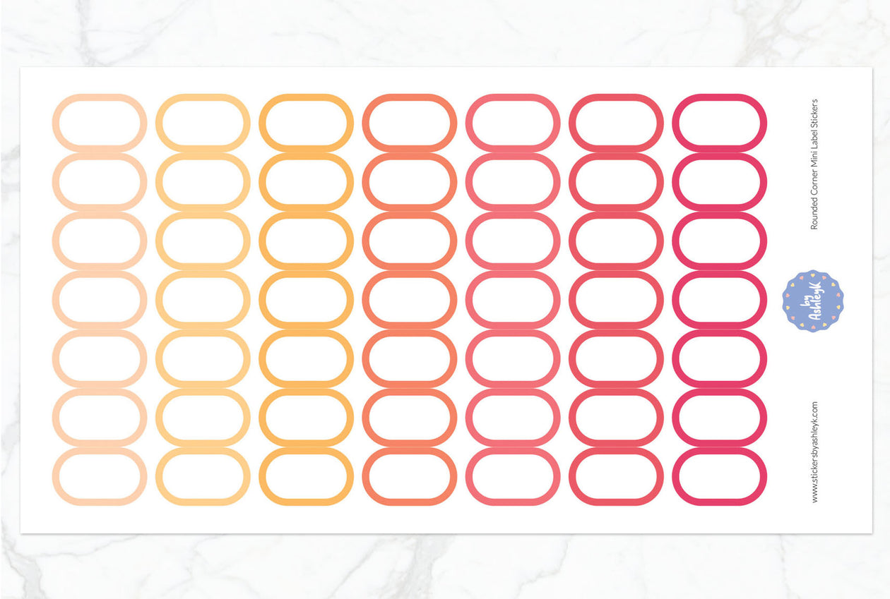 Rounded Corner Mini Label Planner Stickers - Peach