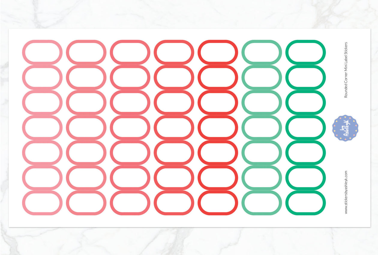 Rounded Corner Mini Label Planner Stickers - Watermelon