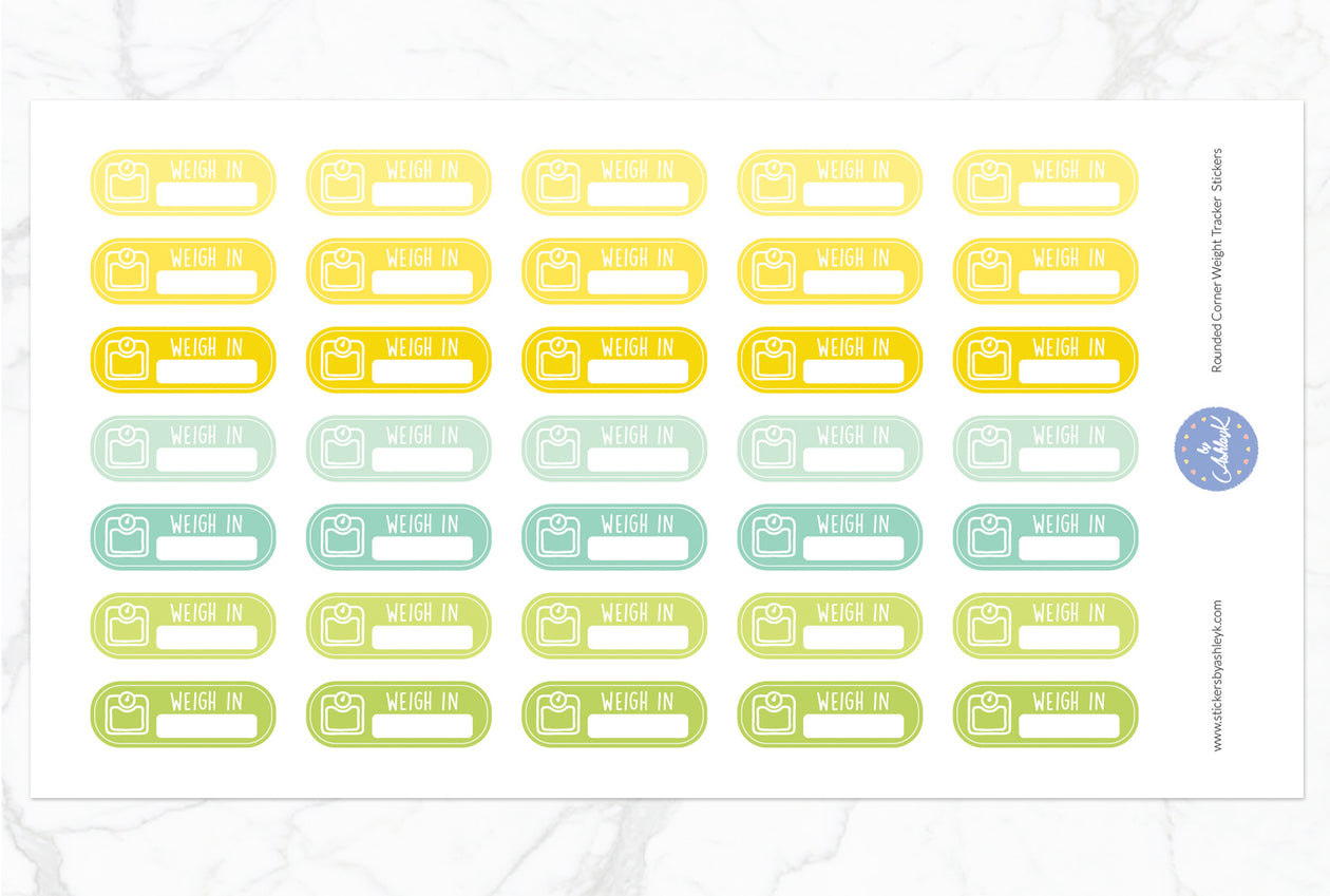 Rounded Corner Weight Tracker Planner Stickers - Lemon&Lime