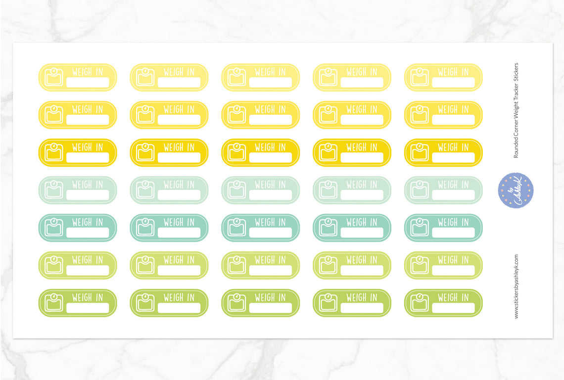 Rounded Corner Weight Tracker Planner Stickers - Lemon&Lime