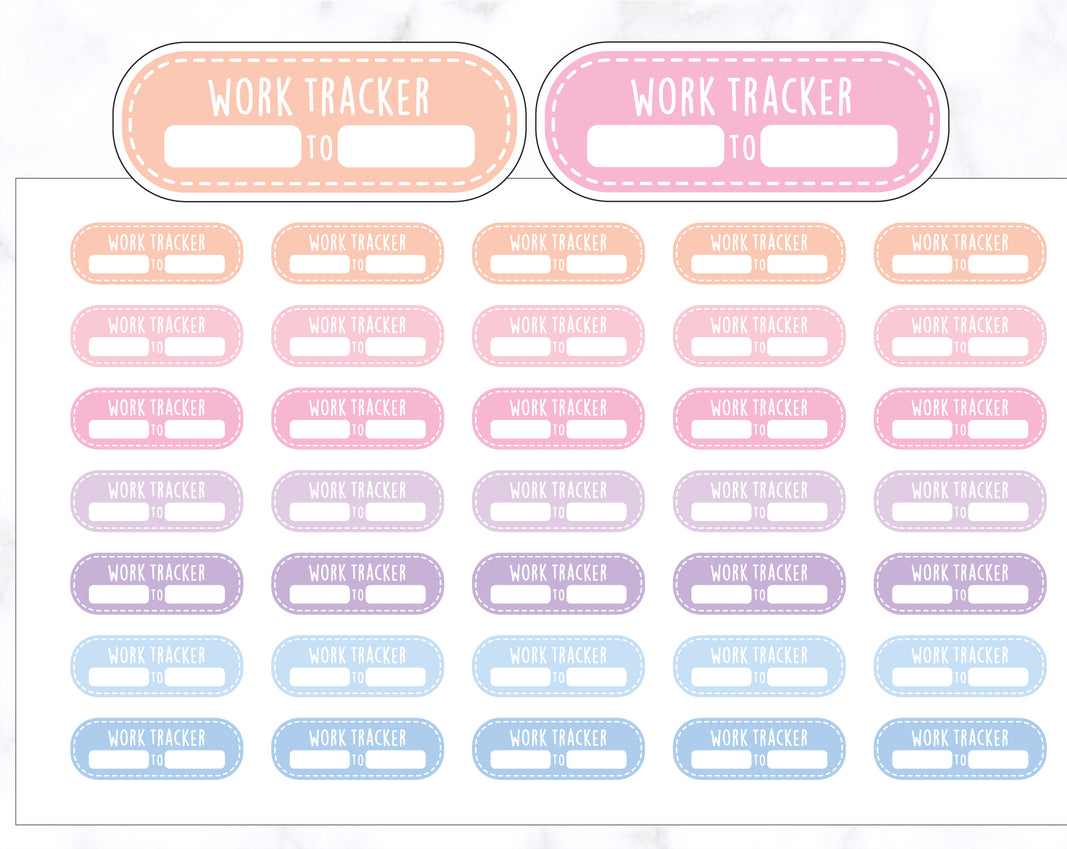 Rounded Corner Work Tracker Stickers 