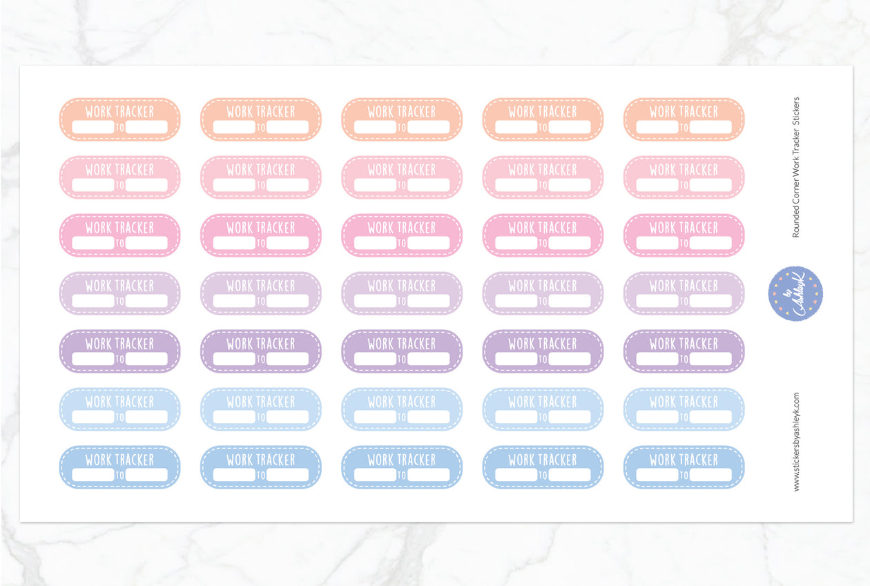 Rounded Corner Work Tracker Stickers - Pastel Sunset