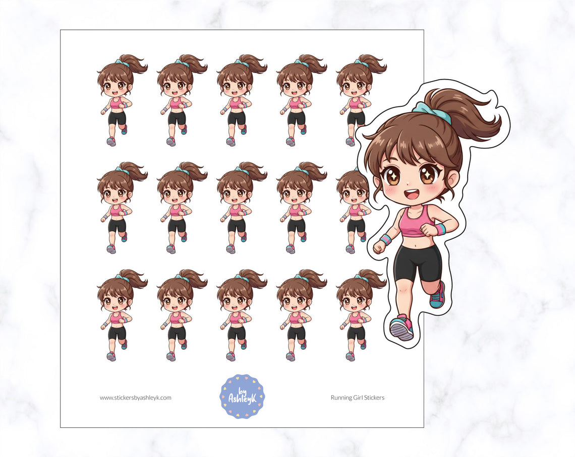 Running Girl Planner Stickers