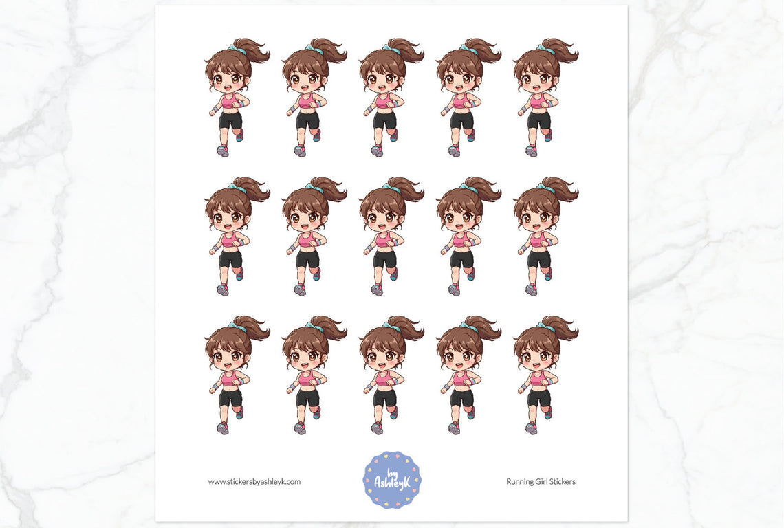 Running Girl Planner Stickers