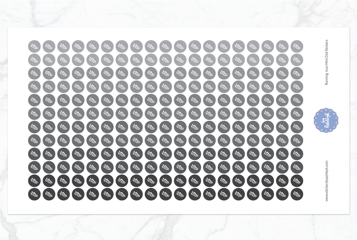 Running Icon Mini Dot Planner Stickers - Monochrome
