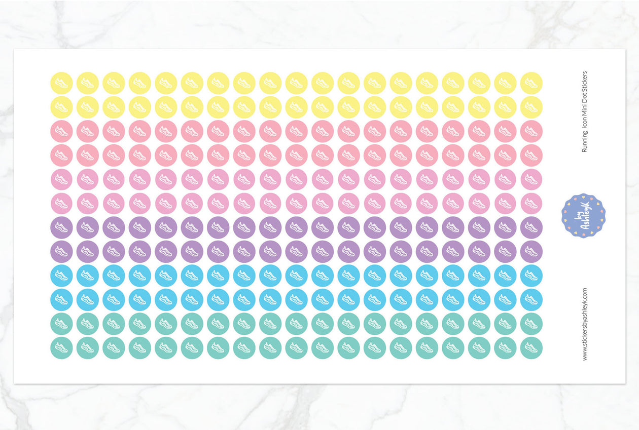 Running Icon Mini Dot Planner Stickers - Pastel