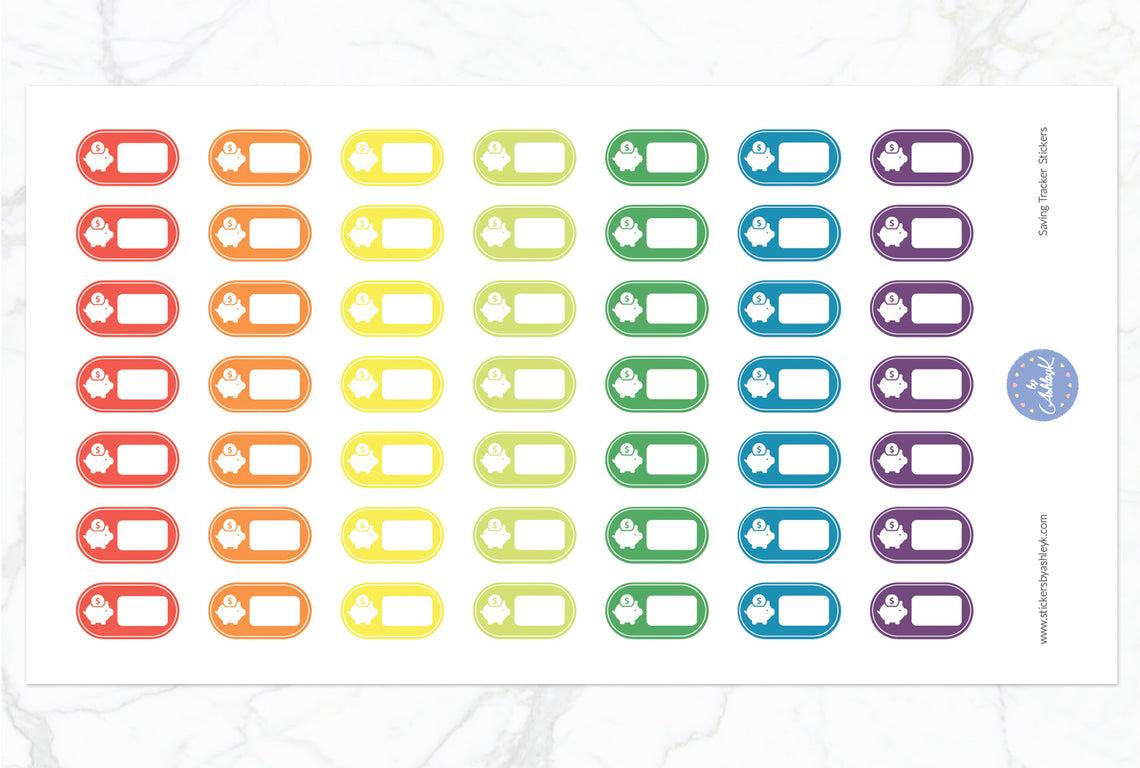 Saving Tracker Stickers - Pastel Rainbow