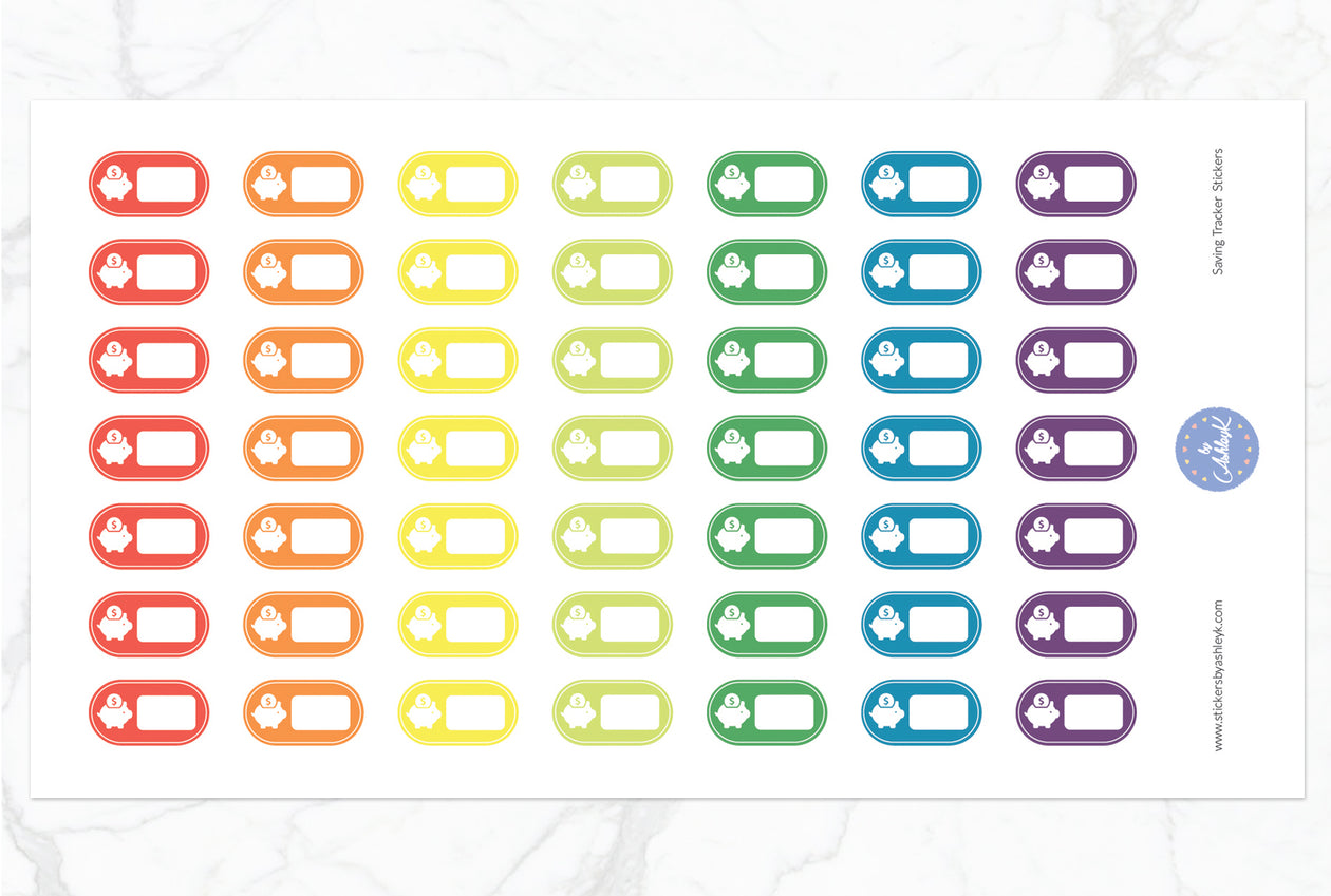 Saving Tracker Stickers - Pastel Rainbow