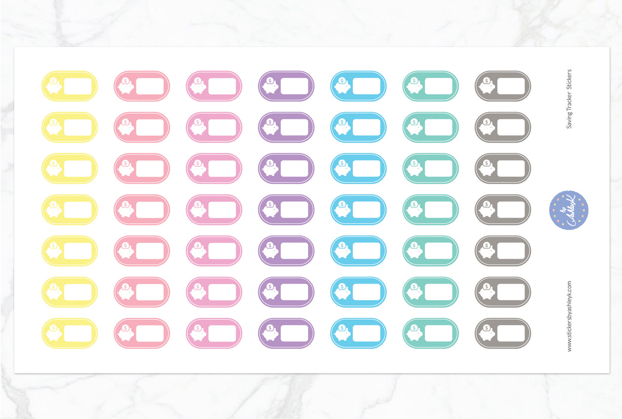 Saving Tracker Stickers - Pastel