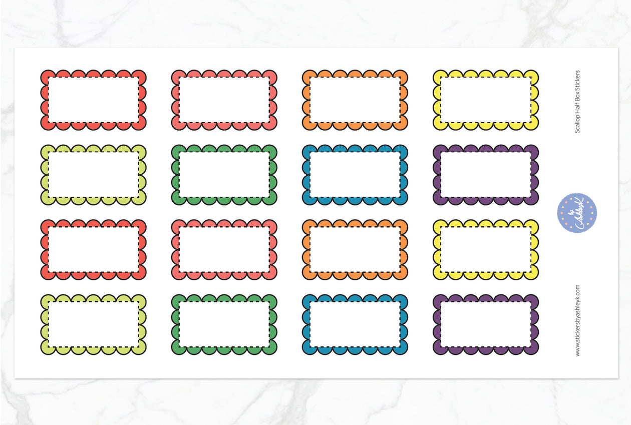 Scallop Half Box Stickers - Pastel Rainbow