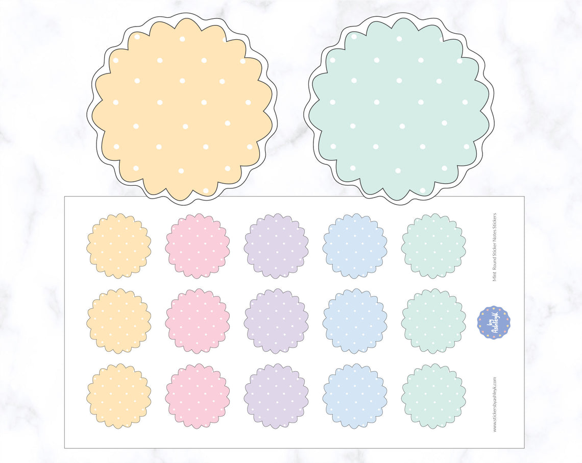 Scalloped Round Sticky Notes Stickers