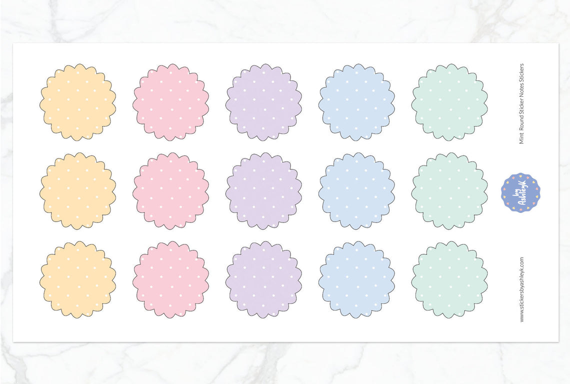 Scalloped Round Sticky Notes Stickers
