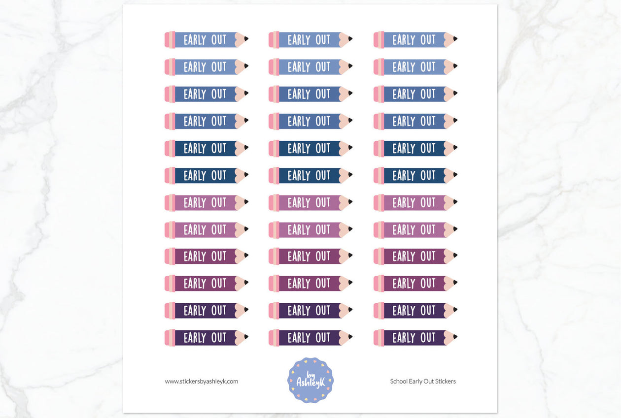 School Early Out Planner Stickers - Blueberry