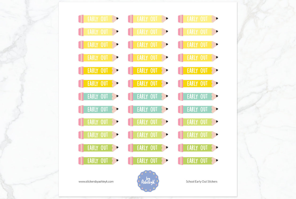 School Early Out Planner Stickers - Lemon&Lime