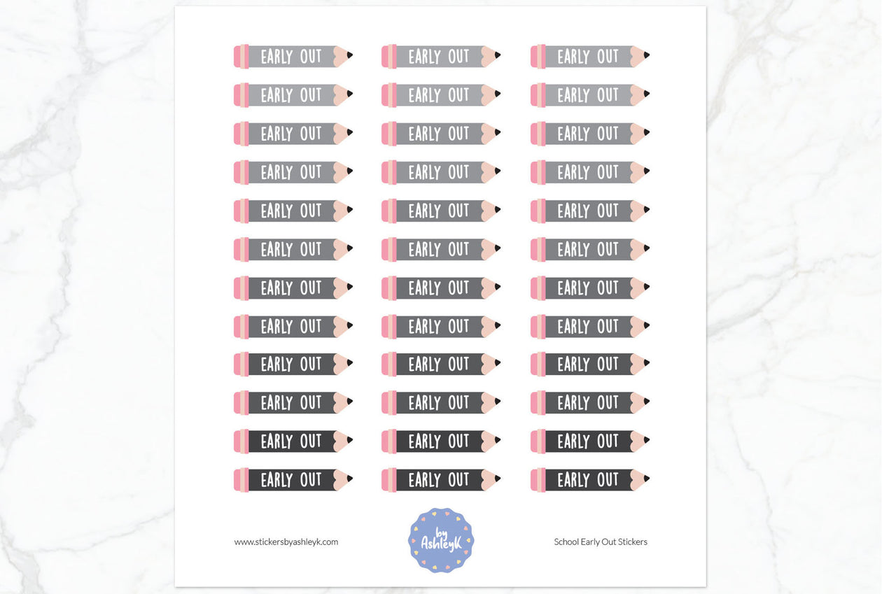 School Early Out Planner Stickers - Monochrome