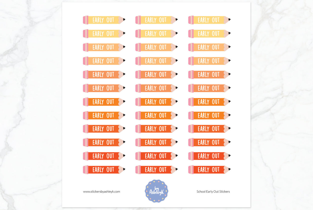 School Early Out Planner Stickers - Orange
