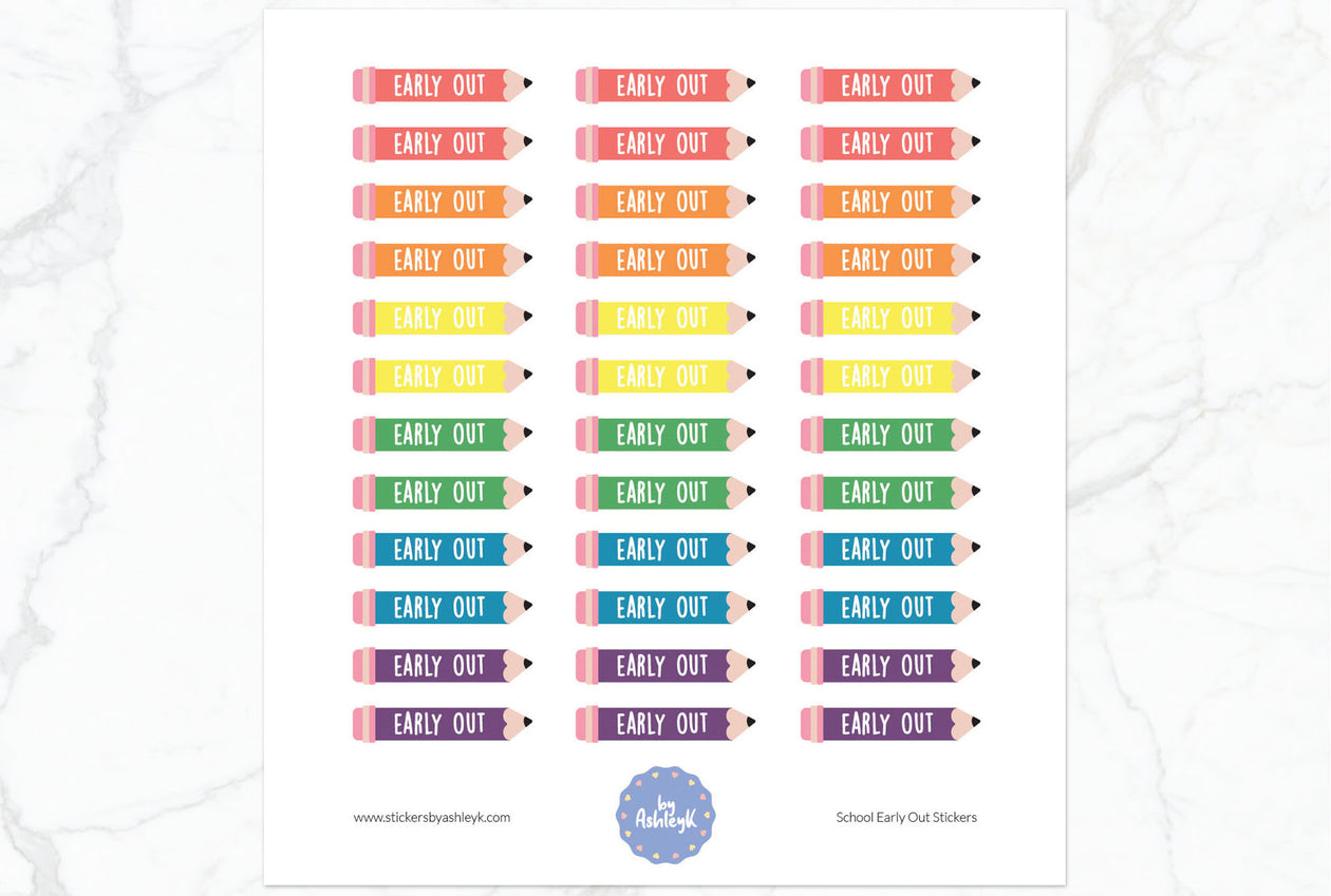 School Early Out Planner Stickers - Pastel Rainbow