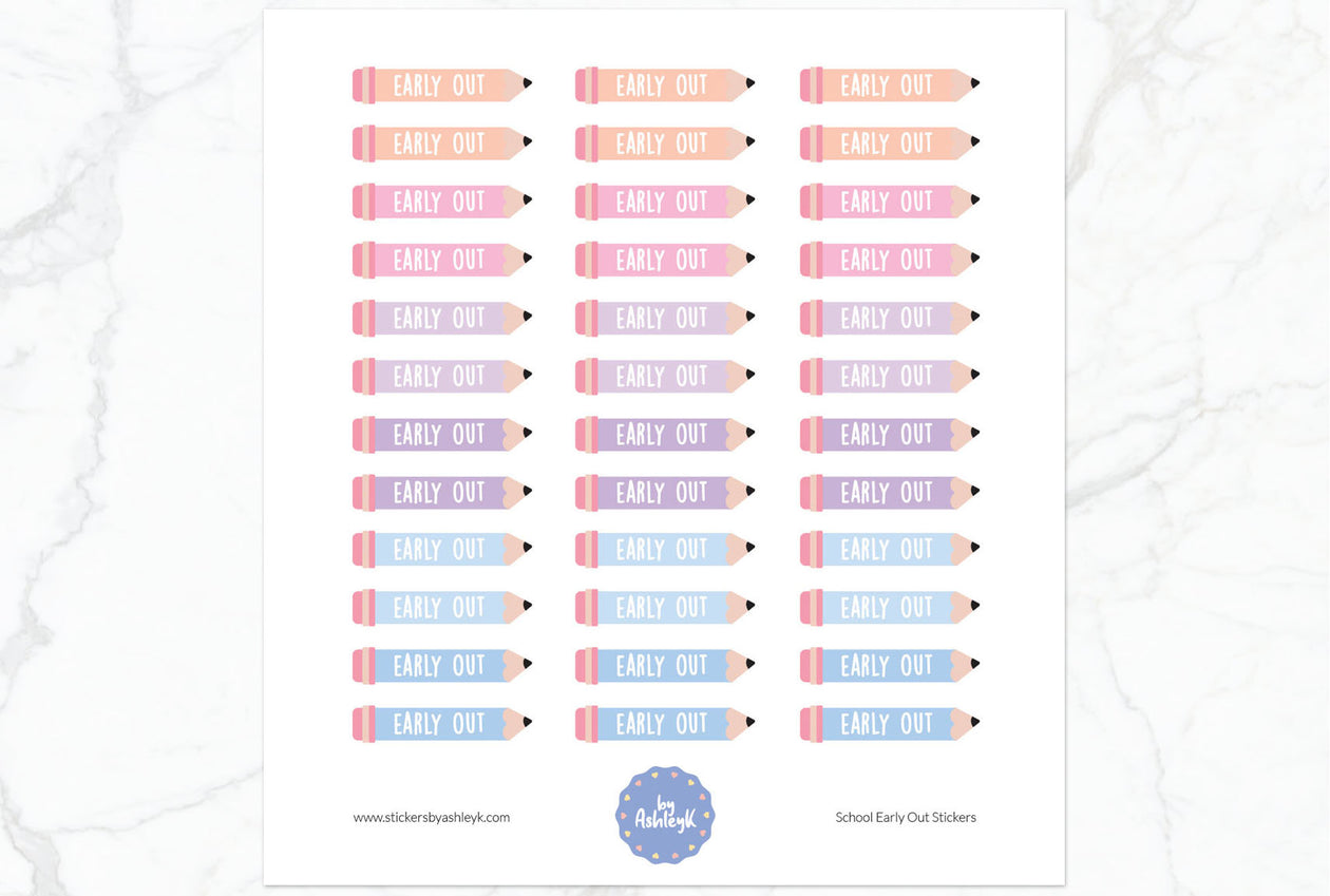 School Early Out Planner Stickers - Pastel Sunset