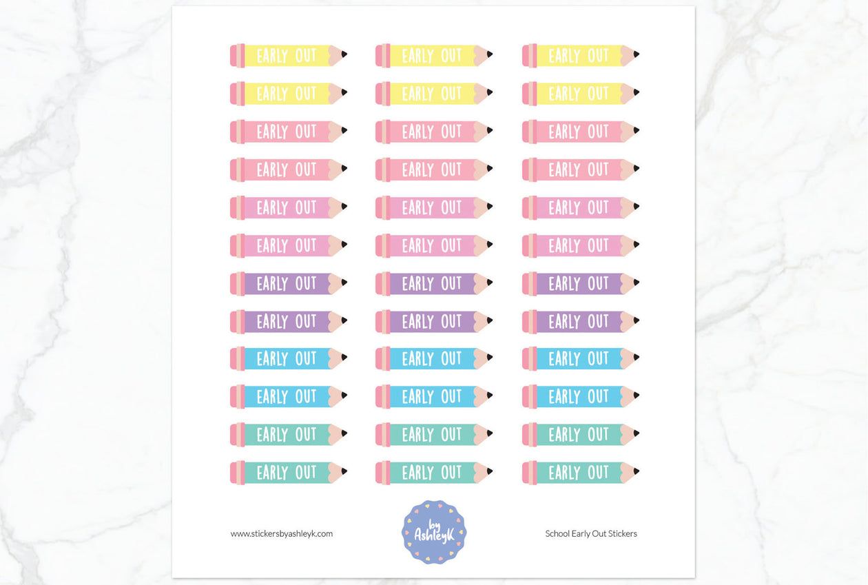 School Early Out Planner Stickers - Pastel
