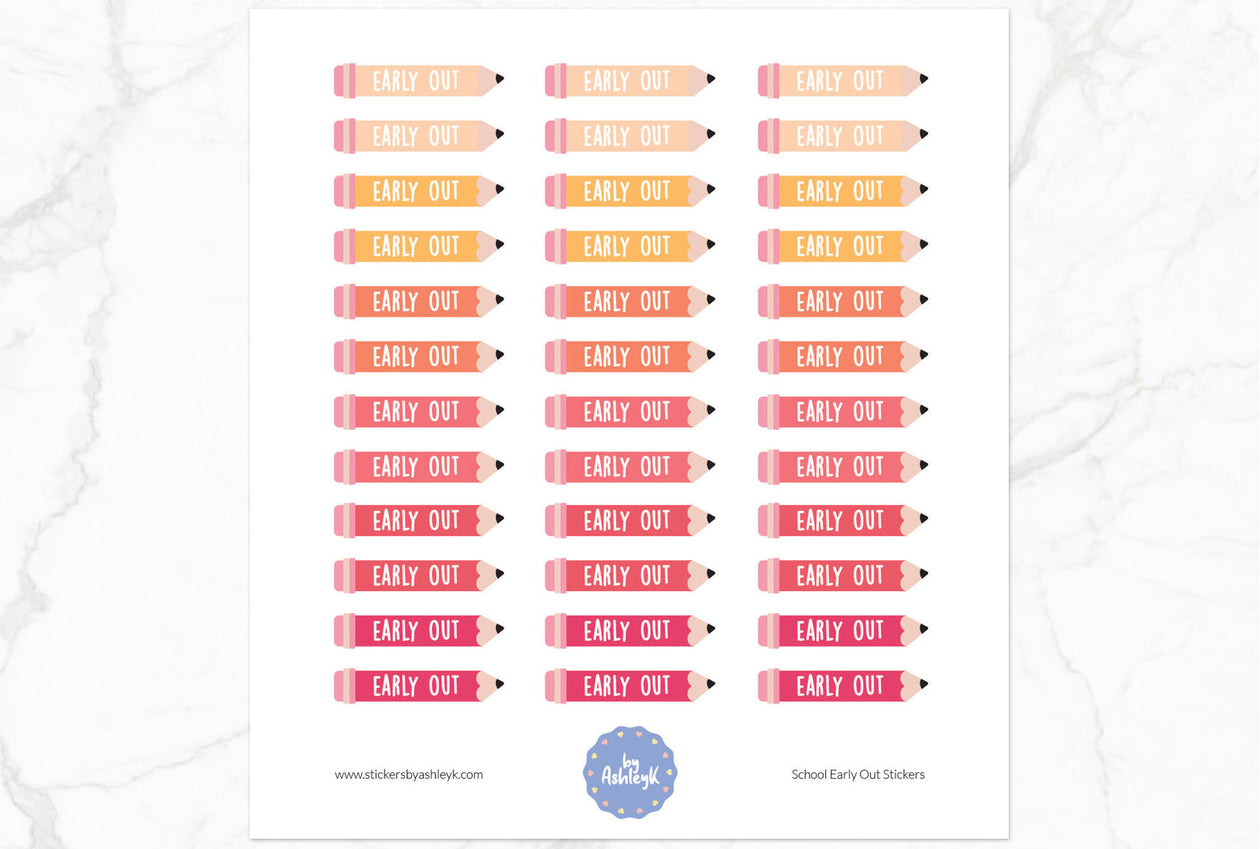 School Early Out Planner Stickers - Peach