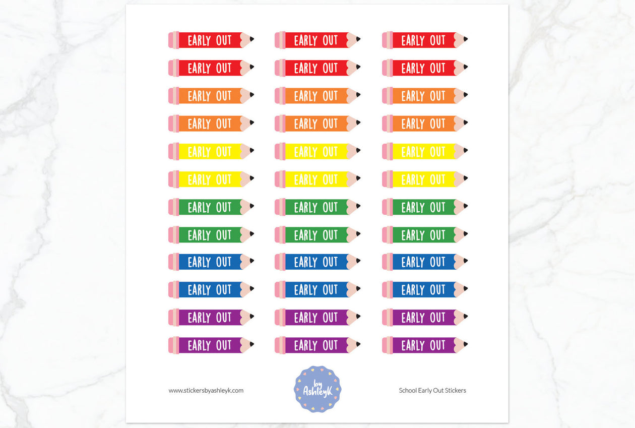School Early Out Planner Stickers - Rainbow