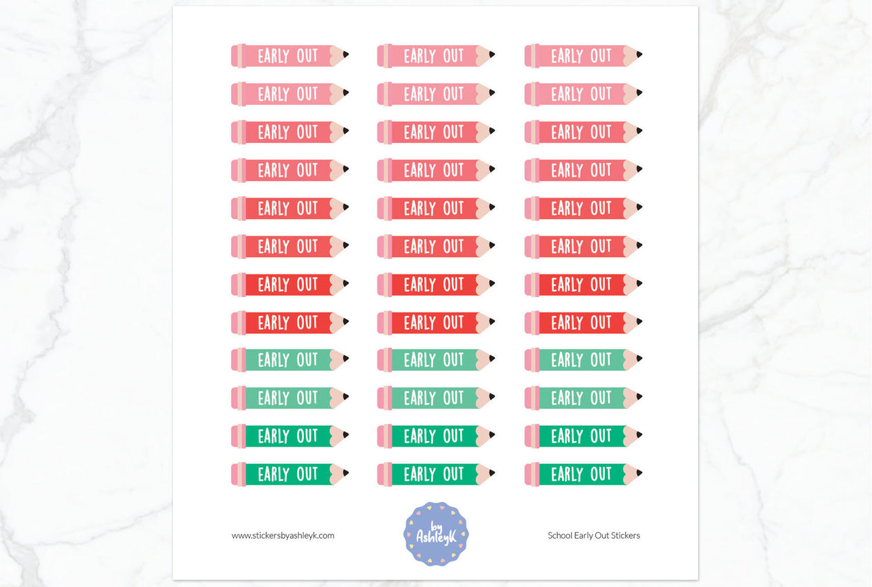 School Early Out Planner Stickers - Watermelon