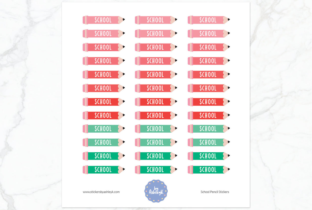 School Pencil Planner Stickers - Watermelon