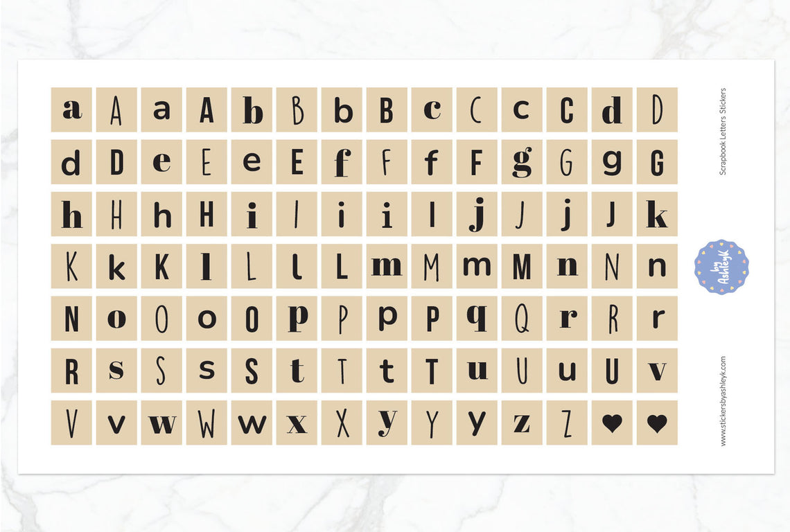 Scrapbook Letters Stickers
