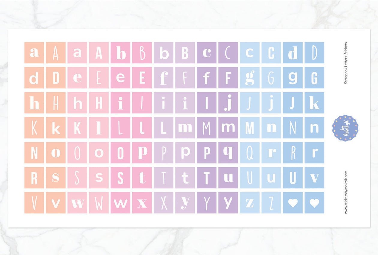 Scrapbook Letters Planner Stickers - Pastel Sunset