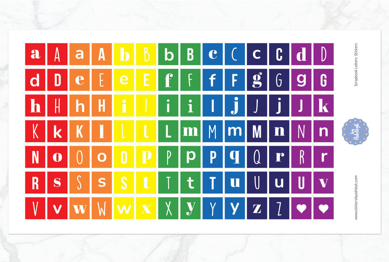 Scrapbook Letters Planner Stickers - Rainbow