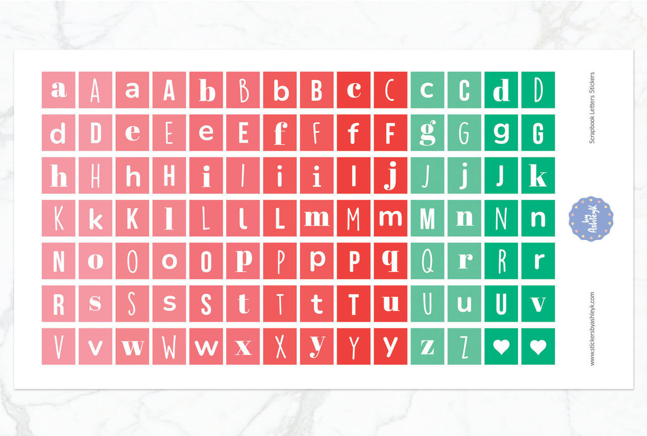Scrapbook Letters Planner Stickers - Watermelon