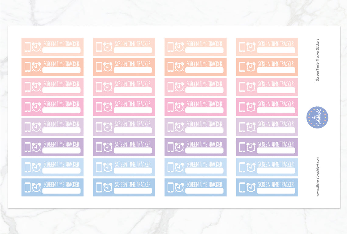 Screen Time Tracker Planner Stickers - Pastel Sunset
