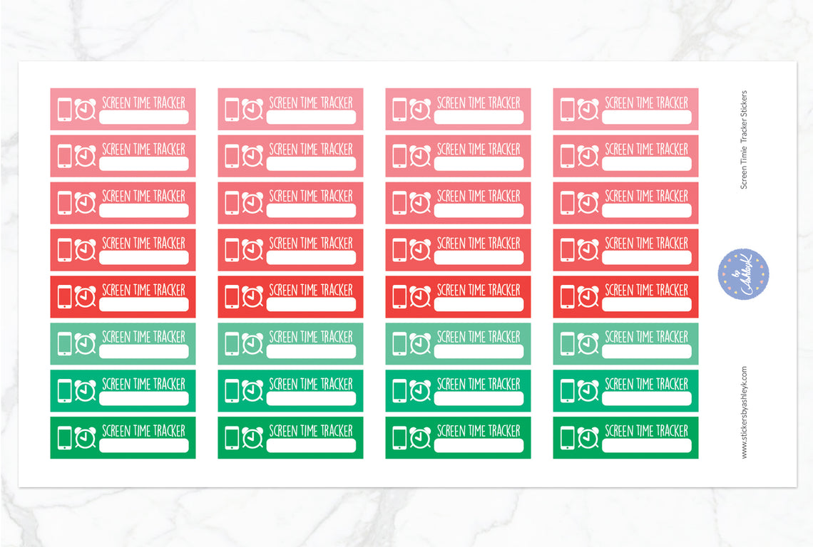 Screen Time Tracker Planner Stickers - Watermelon