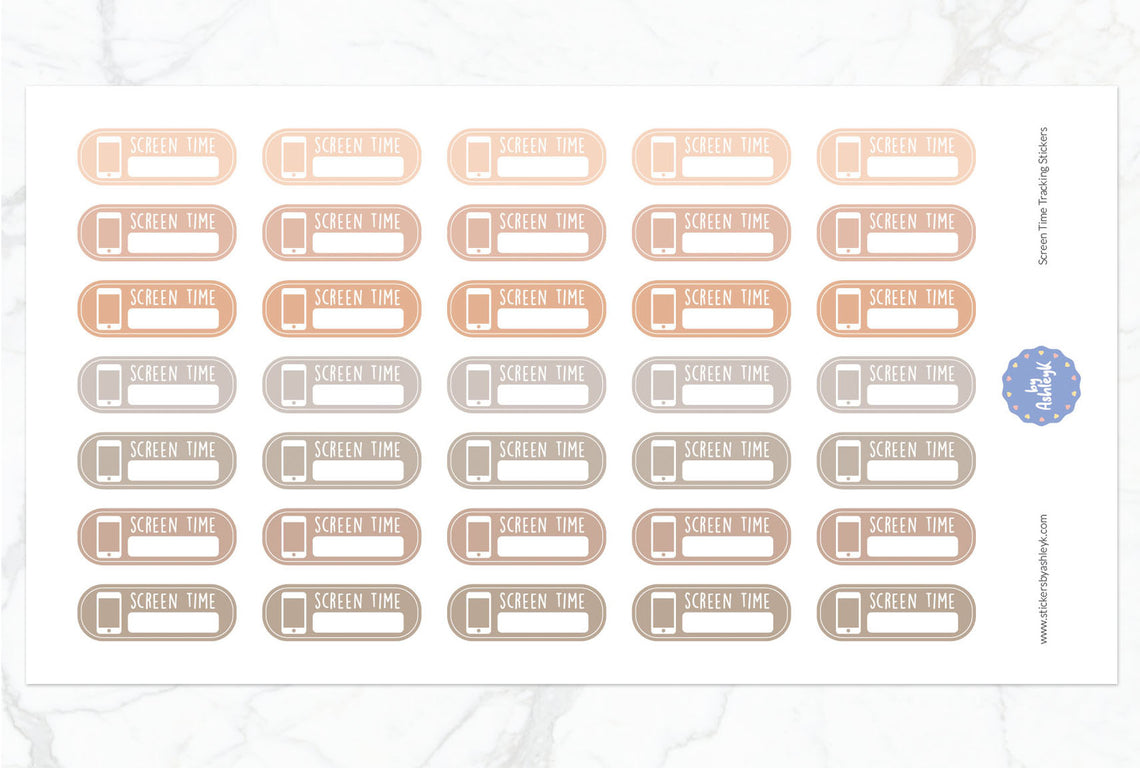 Screen Time Tracking Planner Stickers - Beige Neutral