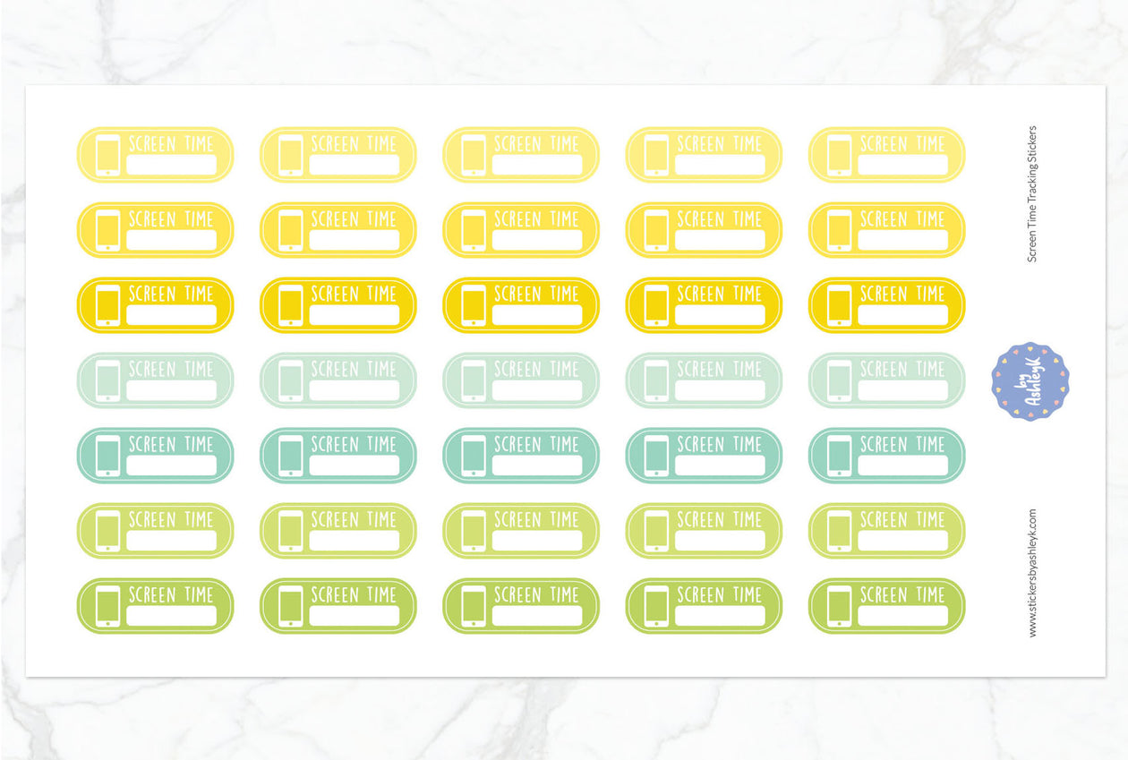 Screen Time Tracking Planner Stickers - Lemon&Lime