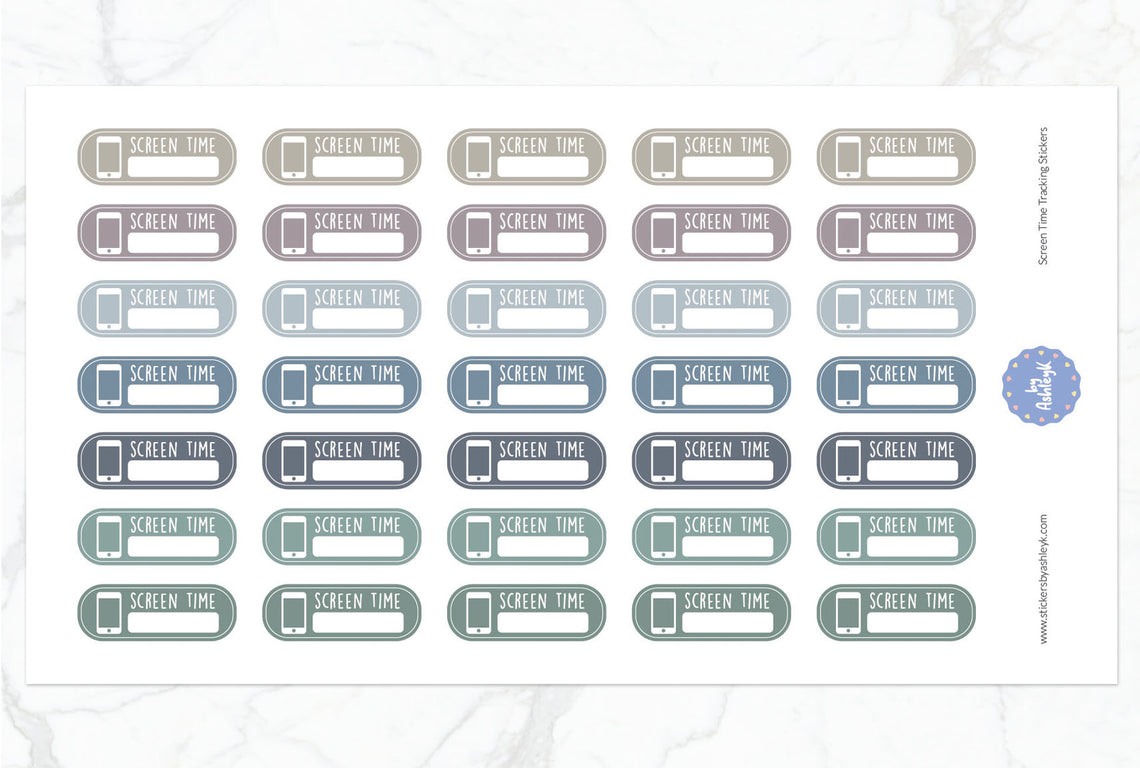 Screen Time Tracking Planner Stickers - Modern Neutral