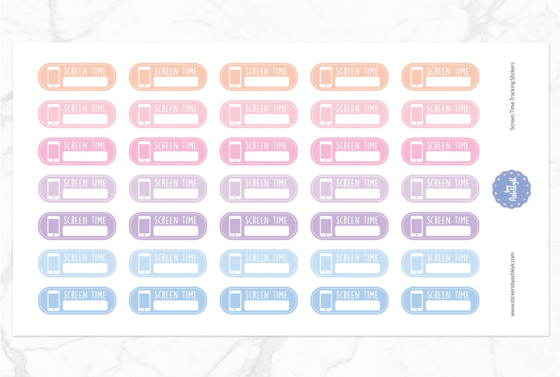 Screen Time Tracking Planner Stickers - Pastel Sunset