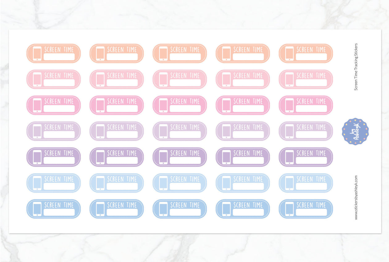 Screen Time Tracking Planner Stickers - Pastel Sunset