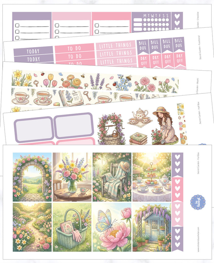 Secret Garden Weekly Kit - Erin Condren Planner Stickers